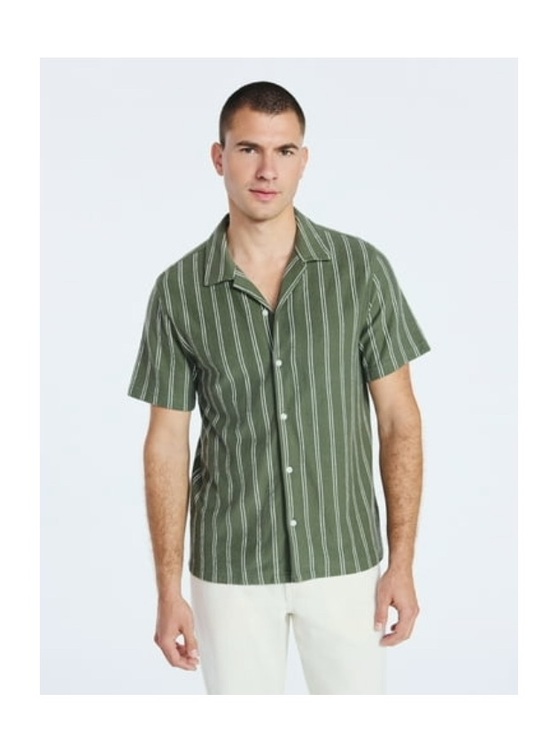 Other - Men's Short-Sleeve Green Stripe Camp Shirt